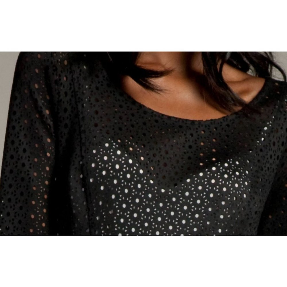 NWOT Plenty by Tracy Reese Black & White Estella Laser Cut Eyelet Dress Size 6 - Picture 6 of 7
